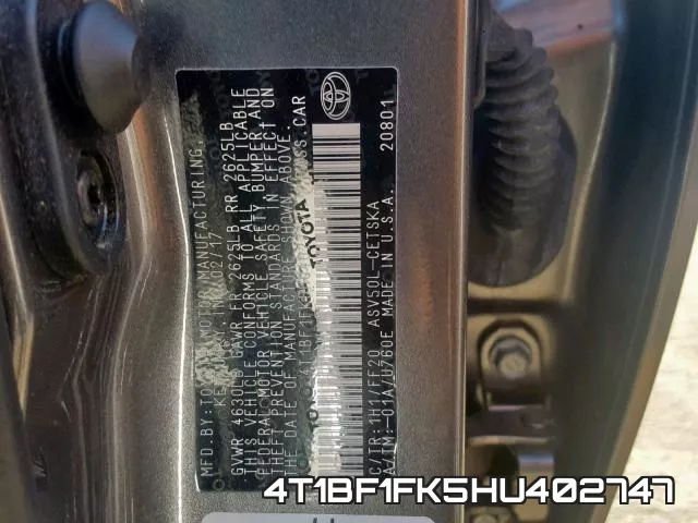 4T1BF1FK5HU402747 фото 2