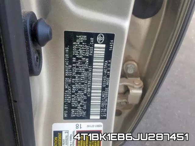 4T1BK1EB6JU287451 фото 2