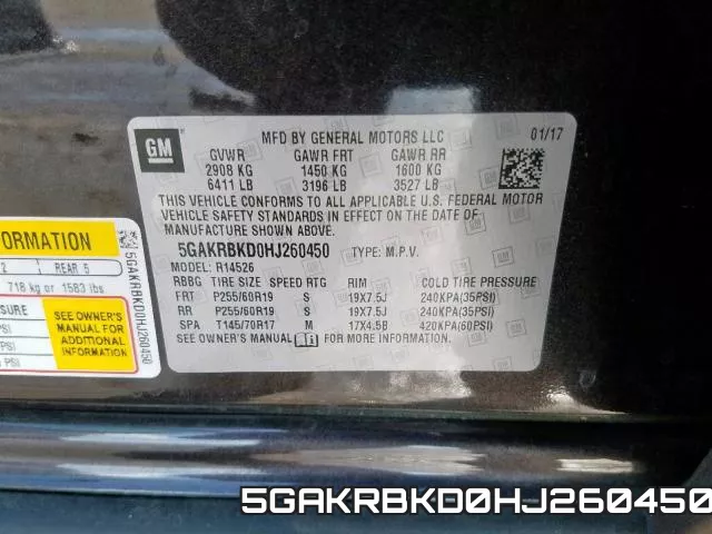 5GAKRBKD0HJ260450 фото 2