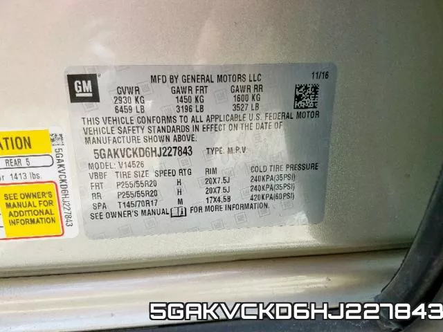 5GAKVCKD6HJ227843 фото 2