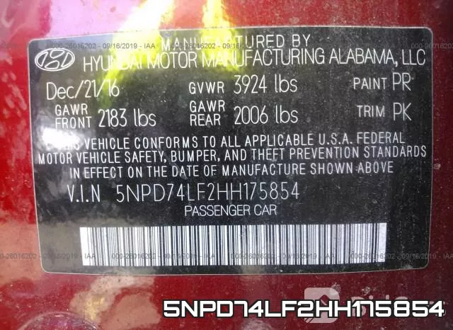 5NPD74LF2HH175854 фото 10