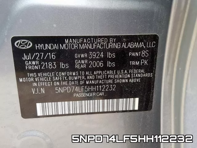5NPD74LF5HH112232 фото 2