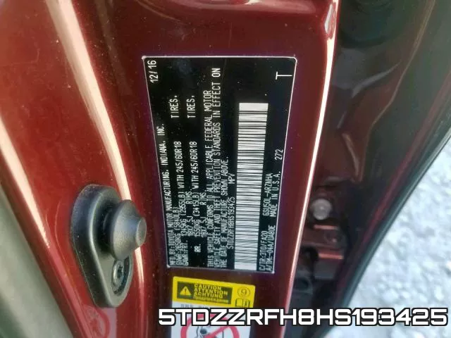 5TDZZRFH8HS193425 фото 2