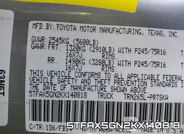 5TFAX5GN2KX140818 фото 10