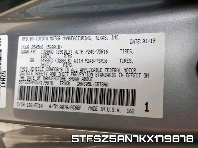 5TFSZ5AN7KX179878 фото 2