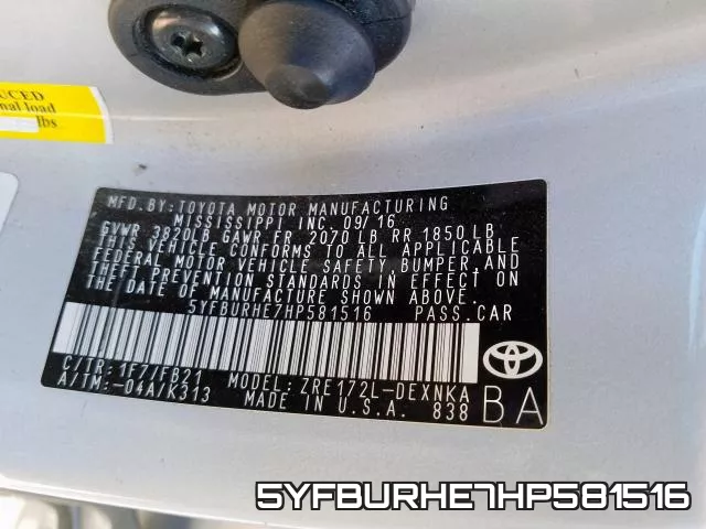 5YFBURHE7HP581516 фото 2