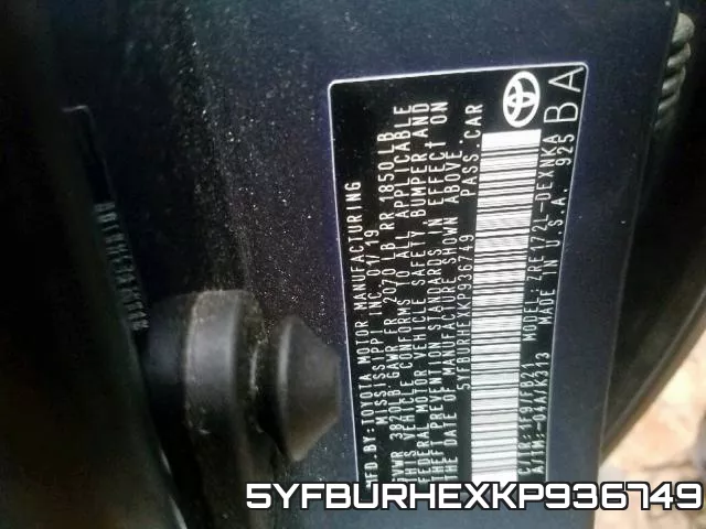 5YFBURHEXKP936749 фото 2