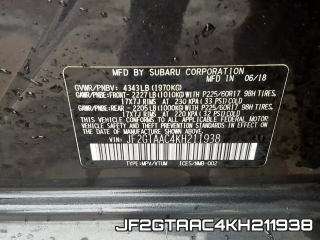 JF2GTAAC4KH211938 фото 2