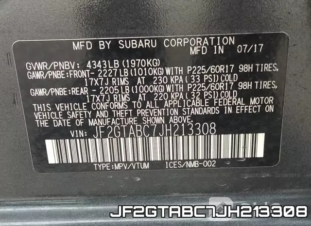 JF2GTABC7JH213308 фото 10