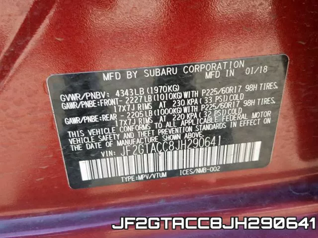 JF2GTACC8JH290641 фото 2