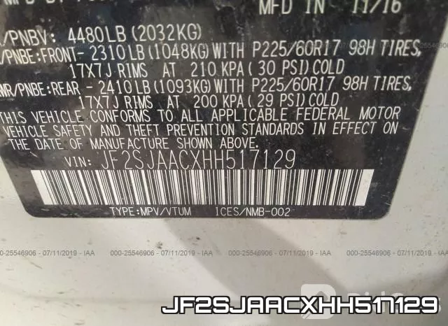 JF2SJAACXHH517129 фото 10