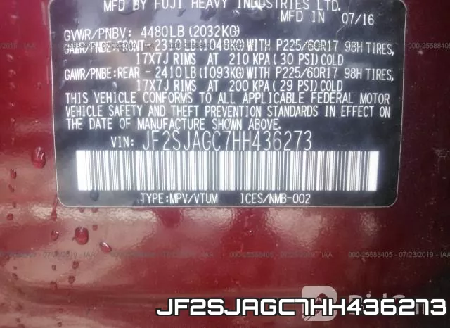 JF2SJAGC7HH436273 фото 10