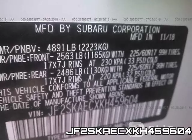 JF2SKAECXKH459604 фото 10