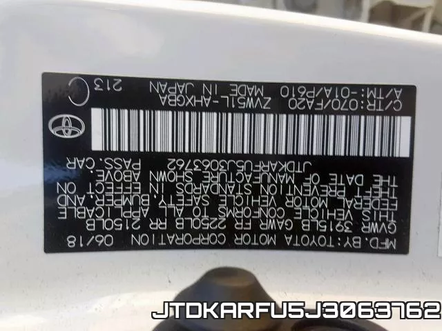 JTDKARFU5J3063762 фото 2
