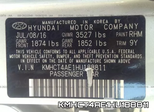 KMHCT4AE1HU188811 фото 10