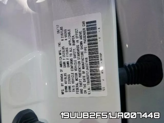 19UUB2F51JA007448 фото 2