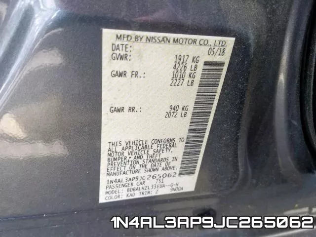 1N4AL3AP9JC265062 фото 2