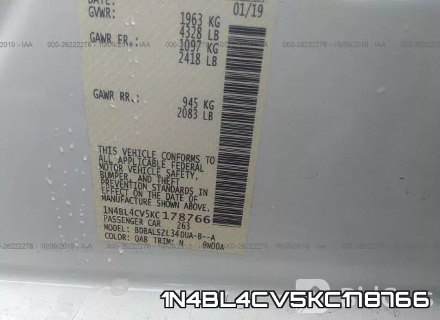 1N4BL4CV5KC178766 фото 9