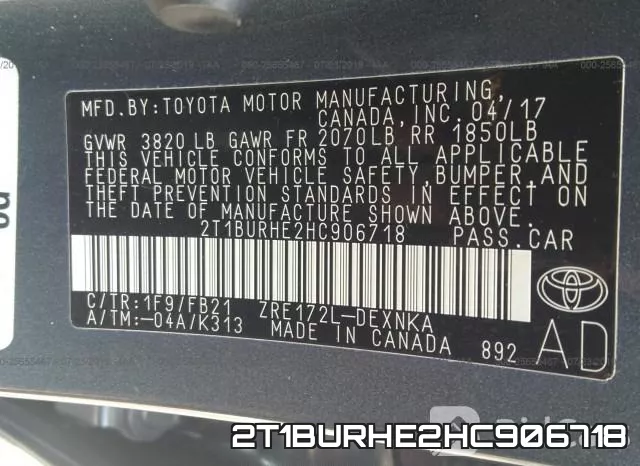 2T1BURHE2HC906718 фото 10