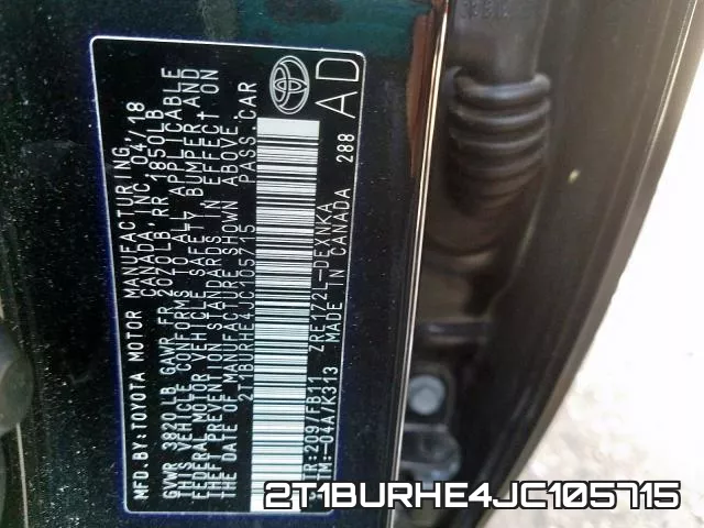 2T1BURHE4JC105715 фото 2