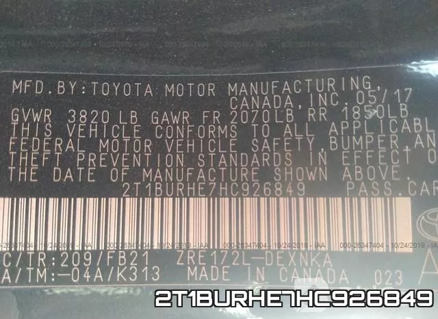 2T1BURHE7HC926849 фото 10