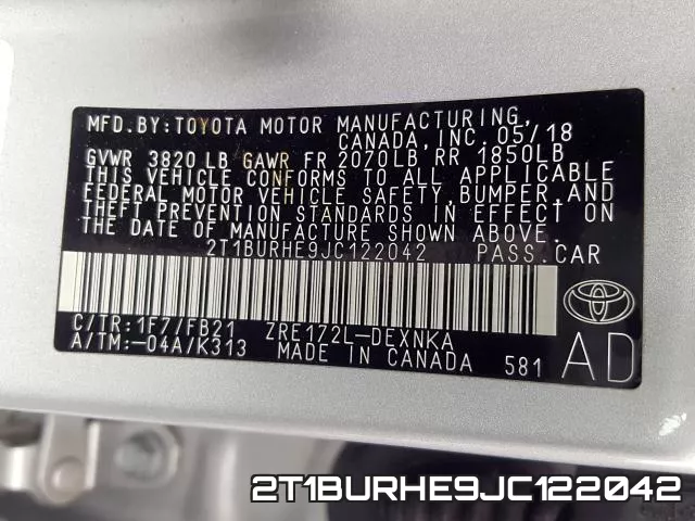 2T1BURHE9JC122042 фото 2