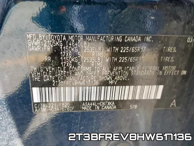 2T3BFREV8HW617136 фото 2
