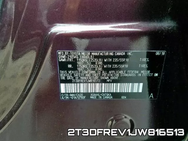 2T3DFREV1JW816513 фото 2