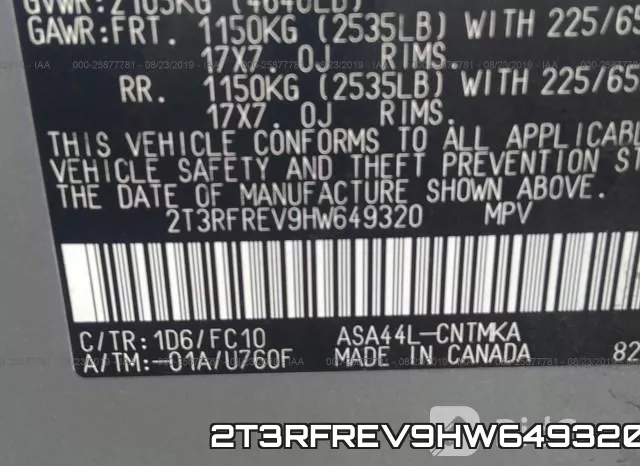 2T3RFREV9HW649320 фото 10