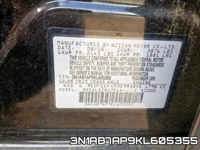 3N1AB7AP9KL605355 фото 2