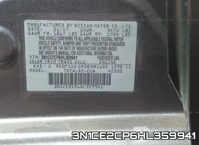 3N1CE2CP6HL359941 фото 10