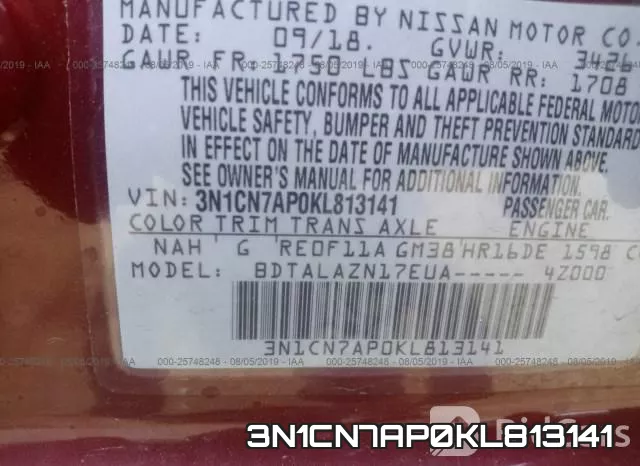 3N1CN7AP0KL813141 фото 10