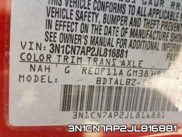3N1CN7AP2JL816881 фото 2