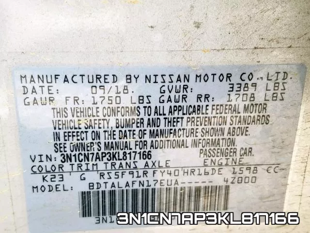 3N1CN7AP3KL817166 фото 2