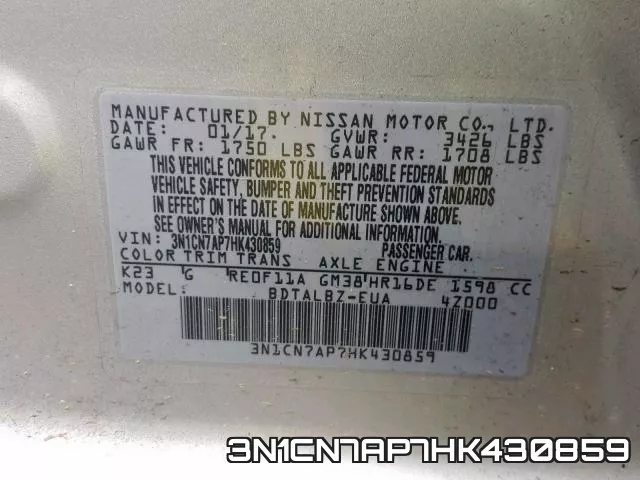 3N1CN7AP7HK430859 фото 2