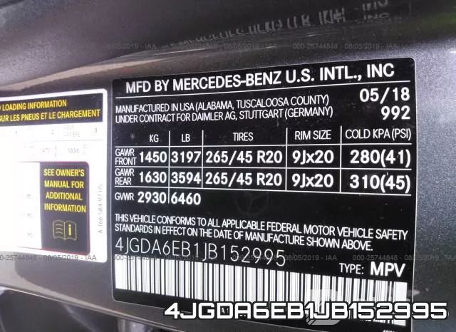 4JGDA6EB1JB152995 фото 10