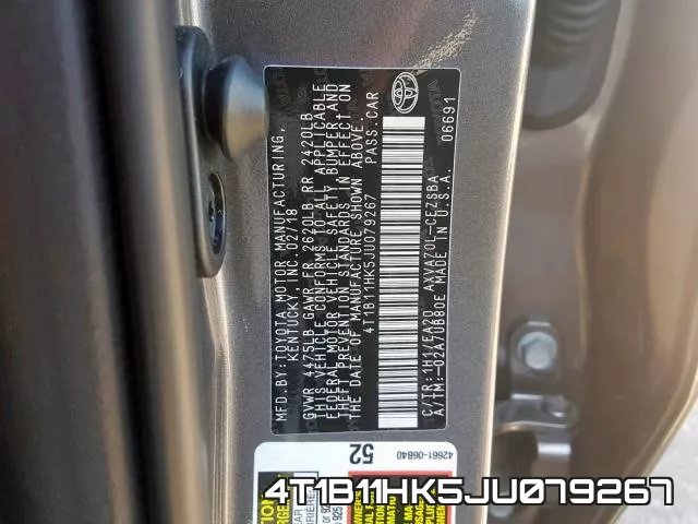 4T1B11HK5JU079267 фото 2