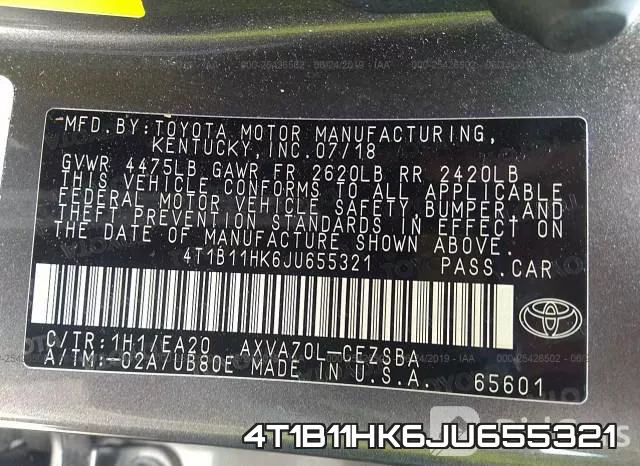 4T1B11HK6JU655321 фото 10