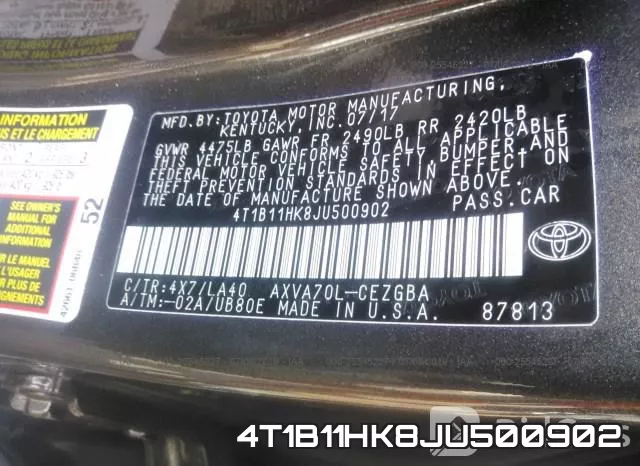4T1B11HK8JU500902 фото 10