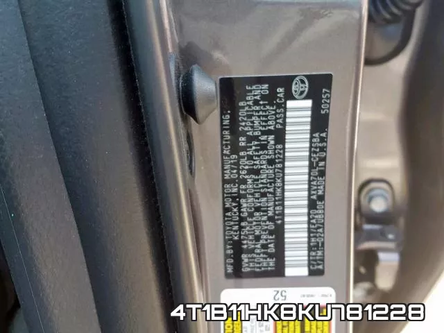 4T1B11HK8KU781228 фото 2