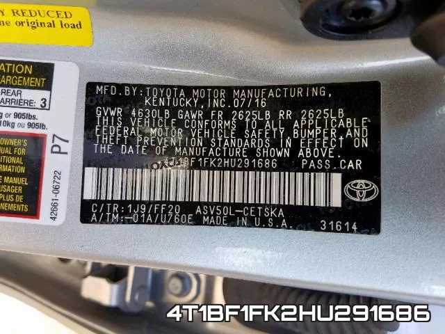 4T1BF1FK2HU291686 фото 2