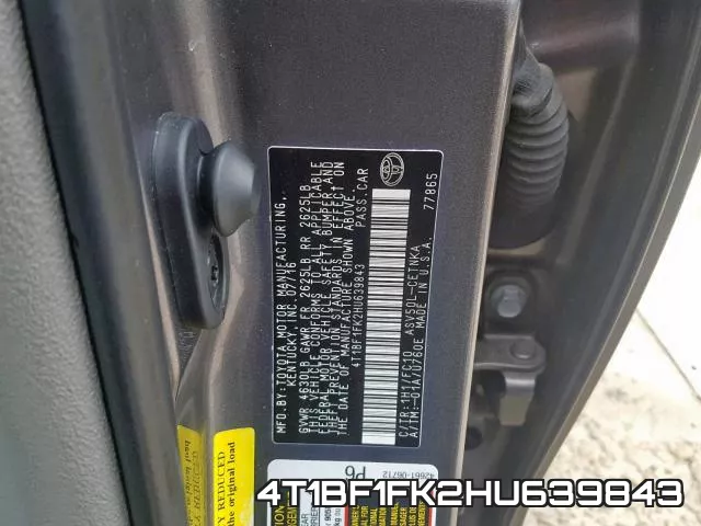 4T1BF1FK2HU639843 фото 2