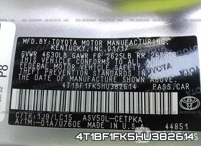 4T1BF1FK5HU382614 фото 10
