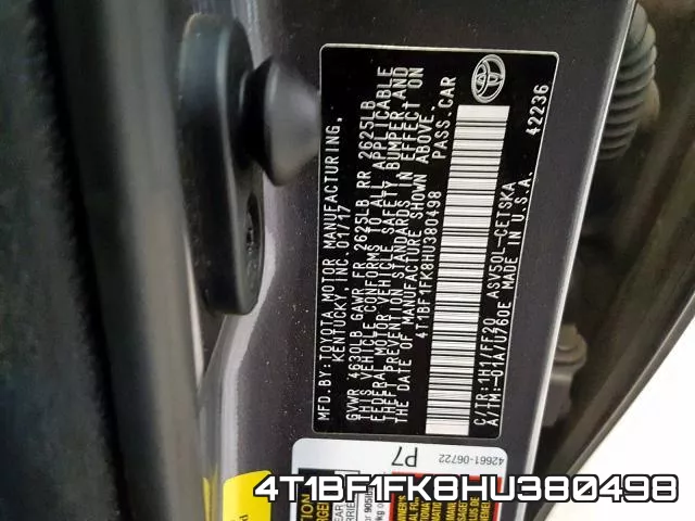 4T1BF1FK8HU380498 фото 2