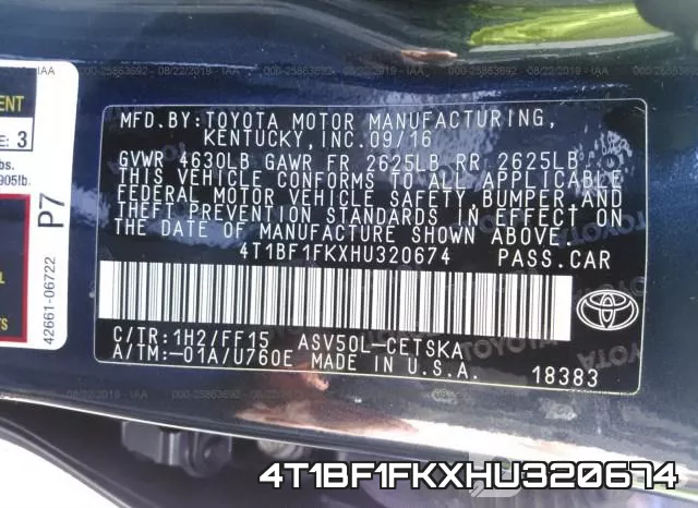 4T1BF1FKXHU320674 фото 10