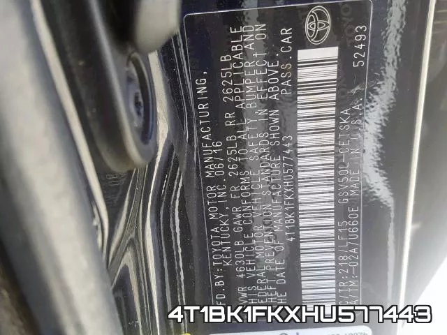 4T1BK1FKXHU577443 фото 2