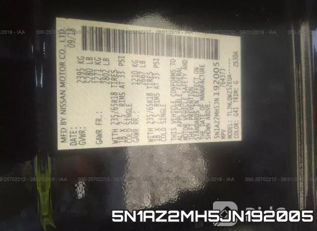 5N1AZ2MH5JN192005 фото 10