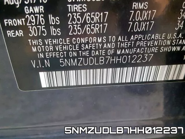 5NMZUDLB7HH012237 фото 2