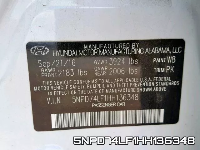 5NPD74LF1HH136348 фото 2