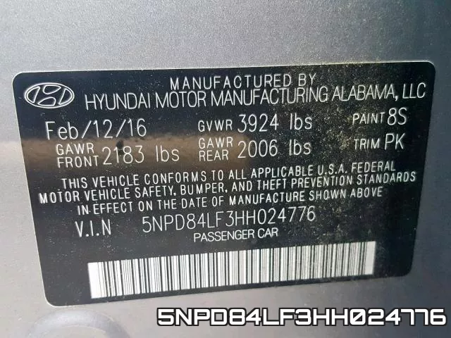 5NPD84LF3HH024776 фото 2